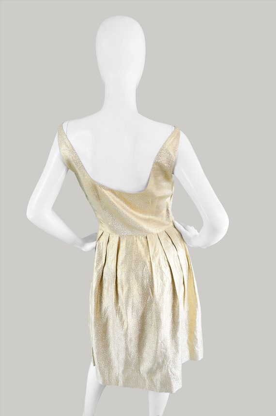 Vintage 60s 50s Party Dress Gold Brocade Dress 1950s Cocktail Dress Sleeveless Dress 1950s Party Dress 50s Gold Dress Fit Flare Small S