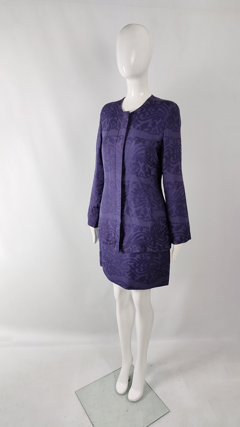 Vintage Giorgio Armani Silk Skirt Suit, Purple Tapestry  display picture 3