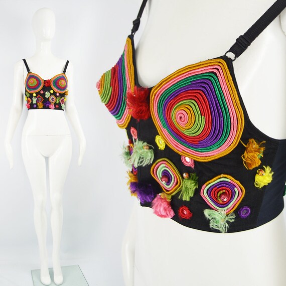 Vintage HUNZA Top, Womens Party Top, Black Crop To