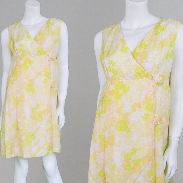 Vintage Pastel Floral Print 60s Mod Shift Dress