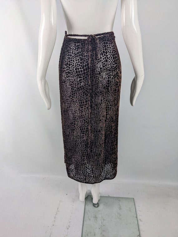 Vintage MARELLA by MAX MARA Brown Velvet Skirt, d… - image 8