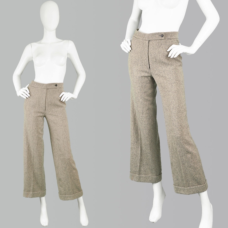Vintage 90s KRIZIA Pants Italian Wool Angora /& Cashmere Pants Wool Palazzo Pant Womens Tweed Pants Tailored Pants Crop Wide Leg Pants Office