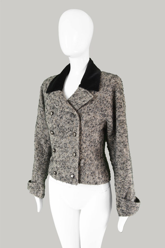 Vintage 80s CHLOE Jacket Boucle Tweed Jacket Blac… - image 6
