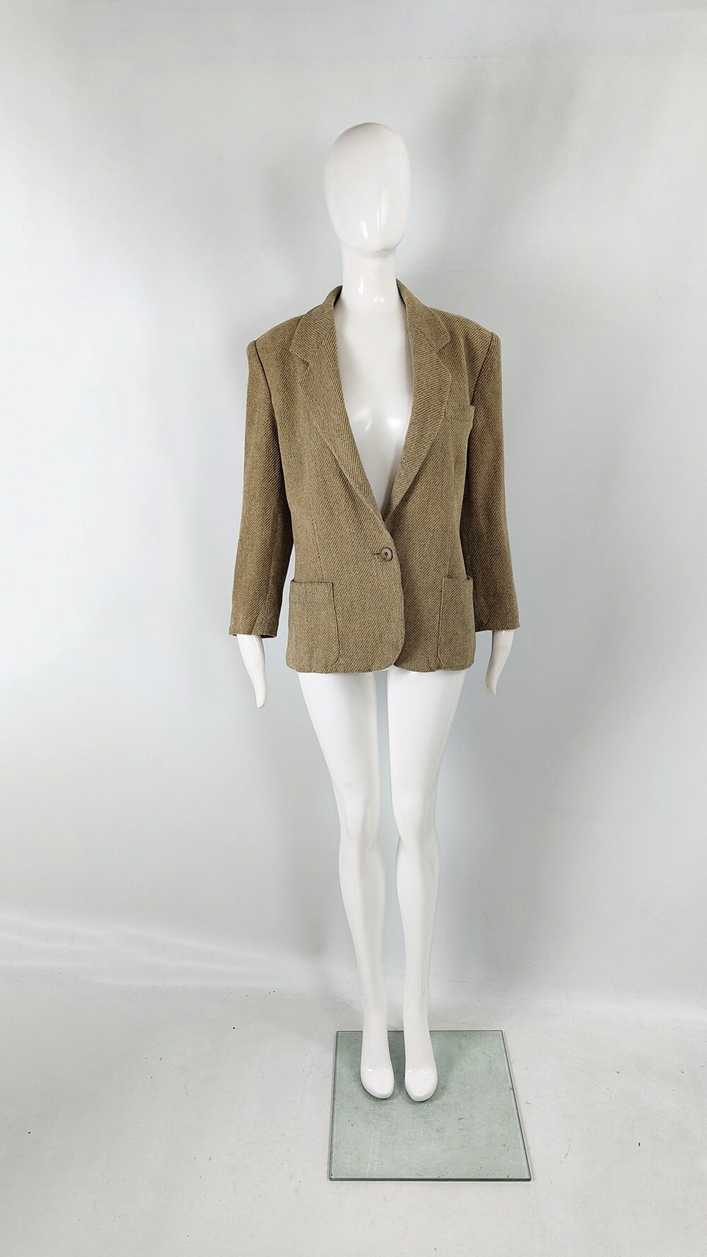 Vintage GENNY Jacket, 90s 80s Blazer Women, Cream Wool Jacket