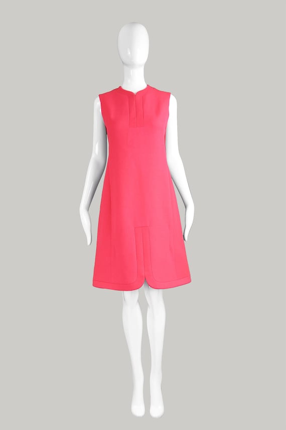 60s MAGGY ROUFF Haute Couture Dress Pink Wool Dre… - image 2