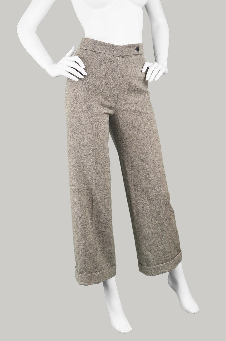 Vintage 90s KRIZIA Pants Italian Wool Angora /& Cashmere Pants Wool Palazzo Pant Womens Tweed Pants Tailored Pants Crop Wide Leg Pants Office