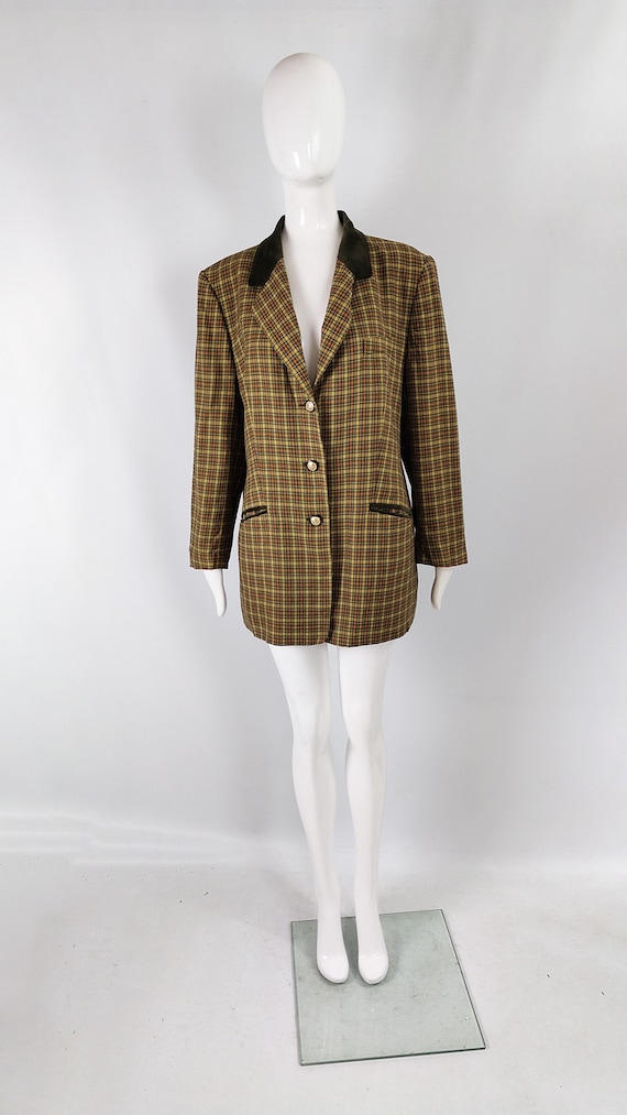 Vintage 80s Shoulder Pads Jacket, Virgin Wool Tar… - image 2