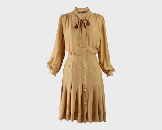 JEAN LOUIS SCHERRER Pussybow Dress Puffed Sleeve S