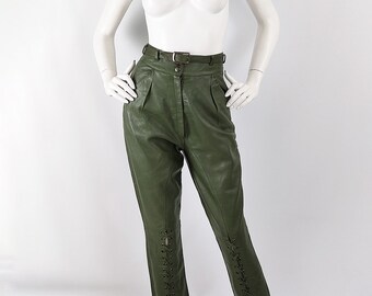 Vintage 80s CHRISTIAN DIOR Pants, Green Leather Pants, Lace up Leather Trousers, High Waist Pants, Riding Pants, Dior Vintage Trousers, XS - Etsy Vintage 80s CHRISTIAN DIOR Pants, Green Leather Pants, Lace up Leather Trousers, High Waist Pants, Riding Pants, Dior Vintage Trousers, XS - Etsy