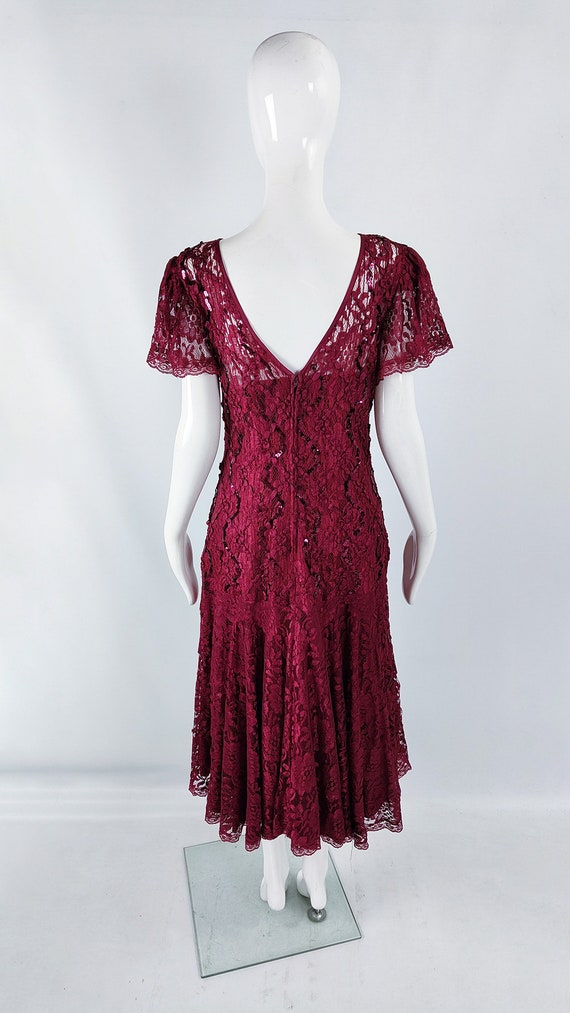 Vintage 80s Sequin Dress, Party Dress, Burgundy L… - image 5