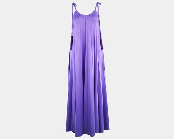 70s FRANK USHER Purple Jersey Dress Long Pleated D