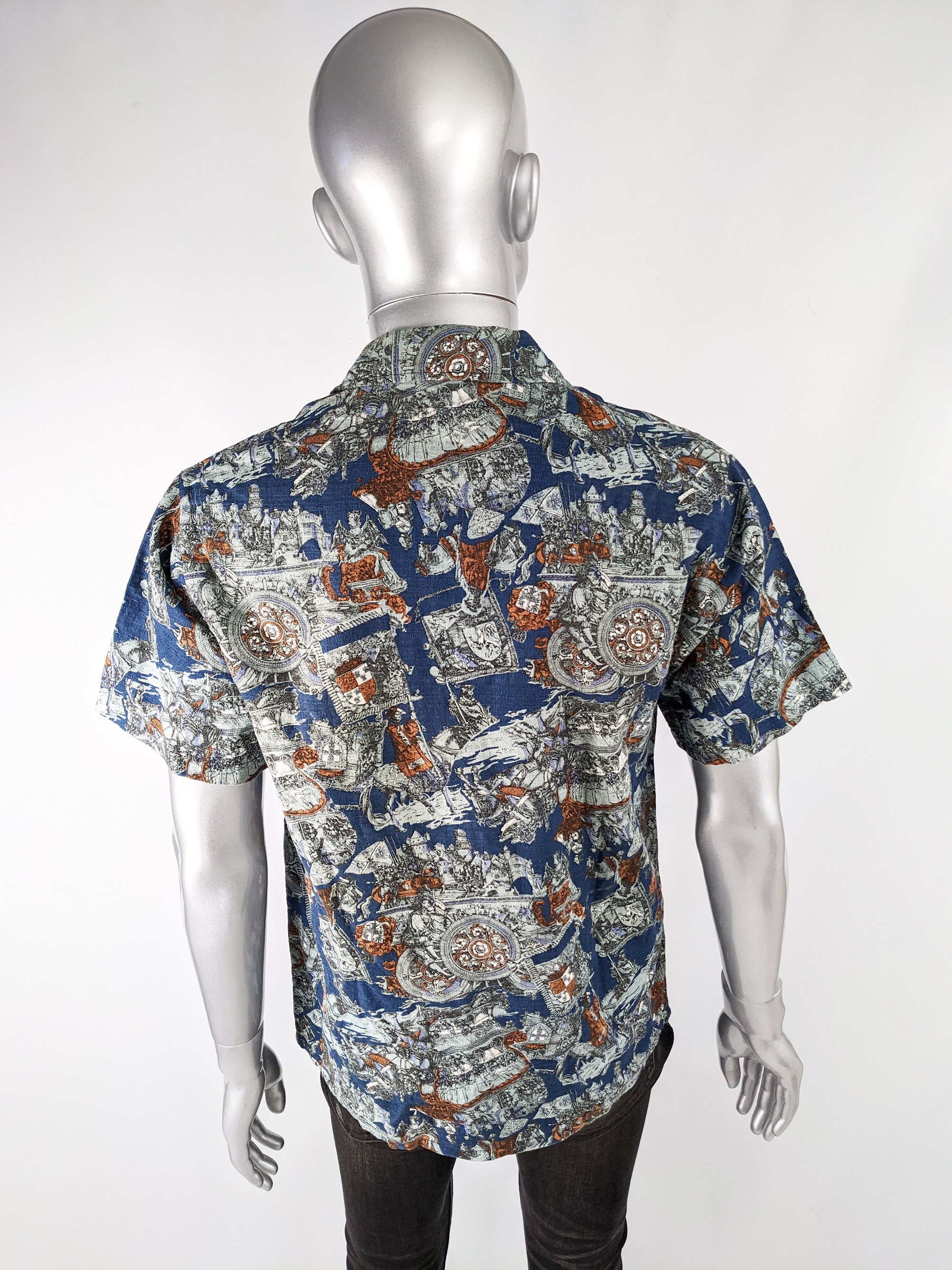 Vintage Tapestry Print Shirt All Over Print 70s Does 50s Etsy