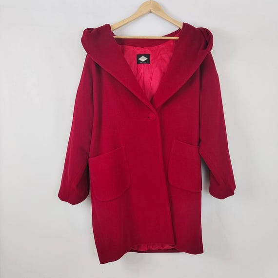 Buy Vintage 80s ATOS LOMBARDINI Huge Hood Avant Garde Red Wool