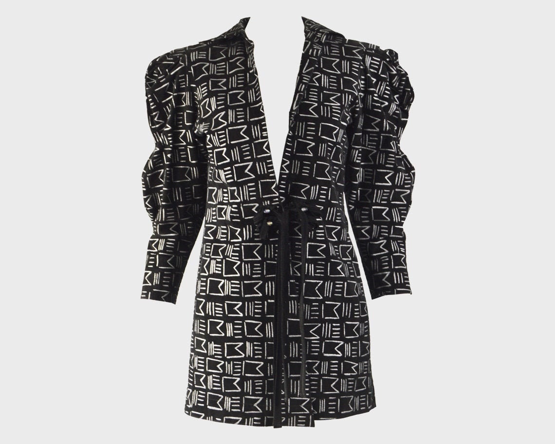 Image of 80S Jean Muir Black Suede Jacket Mini Length Coat Puffed Sleeve