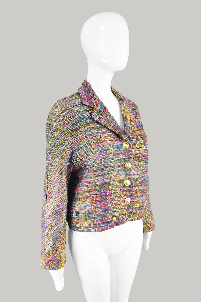 Ladies Vintage Check Tweed Smart Jacket Blazer Country Uk 12 Wool - Main Image