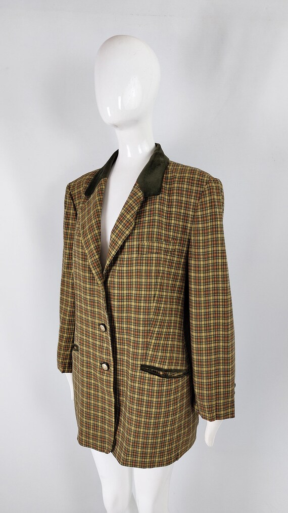 Vintage 80s Shoulder Pads Jacket, Virgin Wool Tar… - image 3