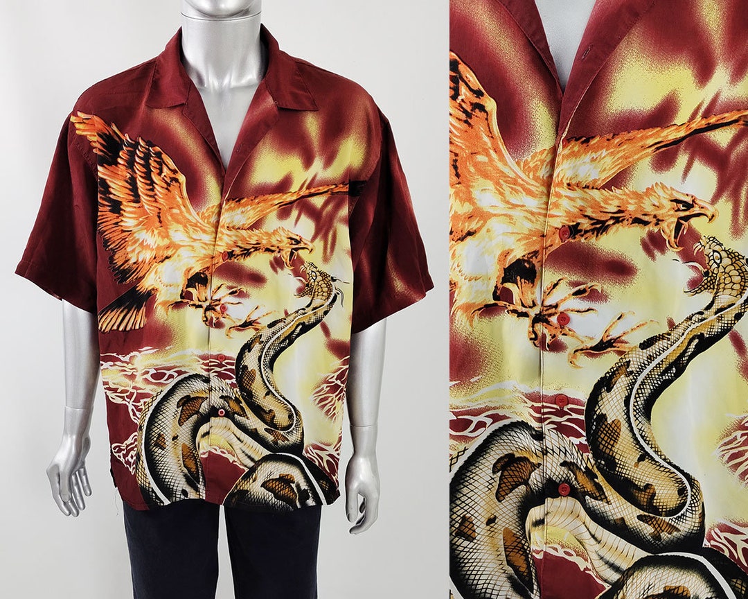 Vintage 90s 2000s Shirt, Japanese Shirt, Y2k Shirt, Snake & Phoenix, Dragon Shirt, Bowling Shirt Chinese Shirt, Oversized Short Sleeve - Etsy Vintage 90s 2000s Shirt, Japanese Shirt, Y2k Shirt, Snake & Phoenix, Dragon Shirt, Bowling Shirt Chinese Shirt, Oversized Short Sleeve - Etsy