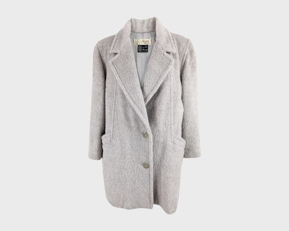 Vintage Alpaca Coat Grey Alpaca Wool Shoulder Pads Coat Vintage Alpaca Coat Grey Alpaca Wool Shoulder Pads Coat