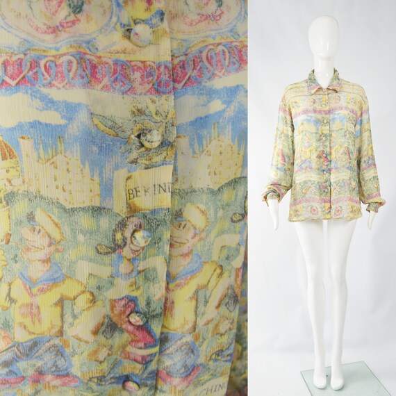 MOSCHINO Shirt Vintage Long Sleeve Blouse Chiffon
