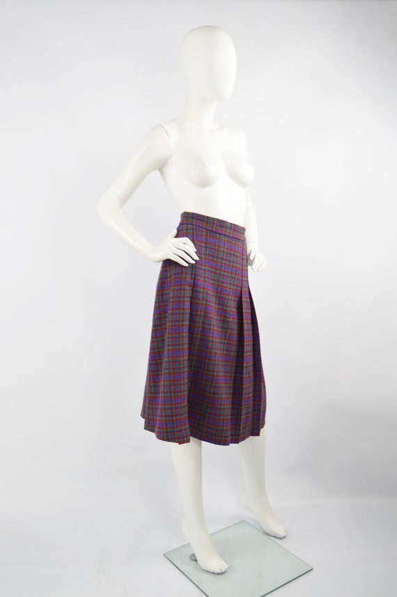 70s Knee Length Skirt Check Skirt Wool Tartan Ski… - image 7