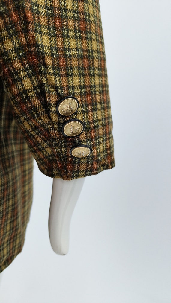 Vintage 80s Shoulder Pads Jacket, Virgin Wool Tar… - image 8