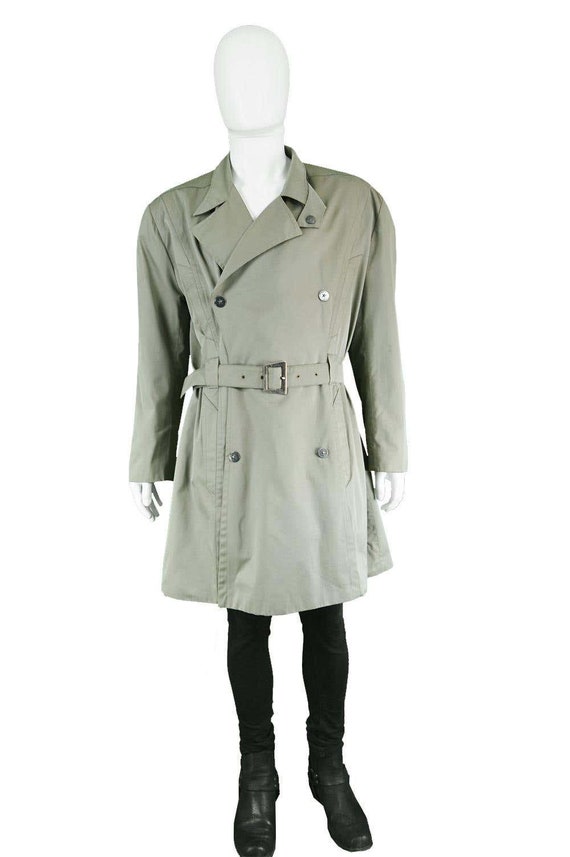 Vintage THIERRY MUGLER Coat Mens trenchcoat, khak… - image 2