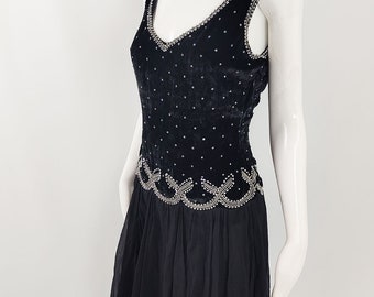 Vintage BLUMARINE COUTURE Dress, Black Silk Velvet, Silk