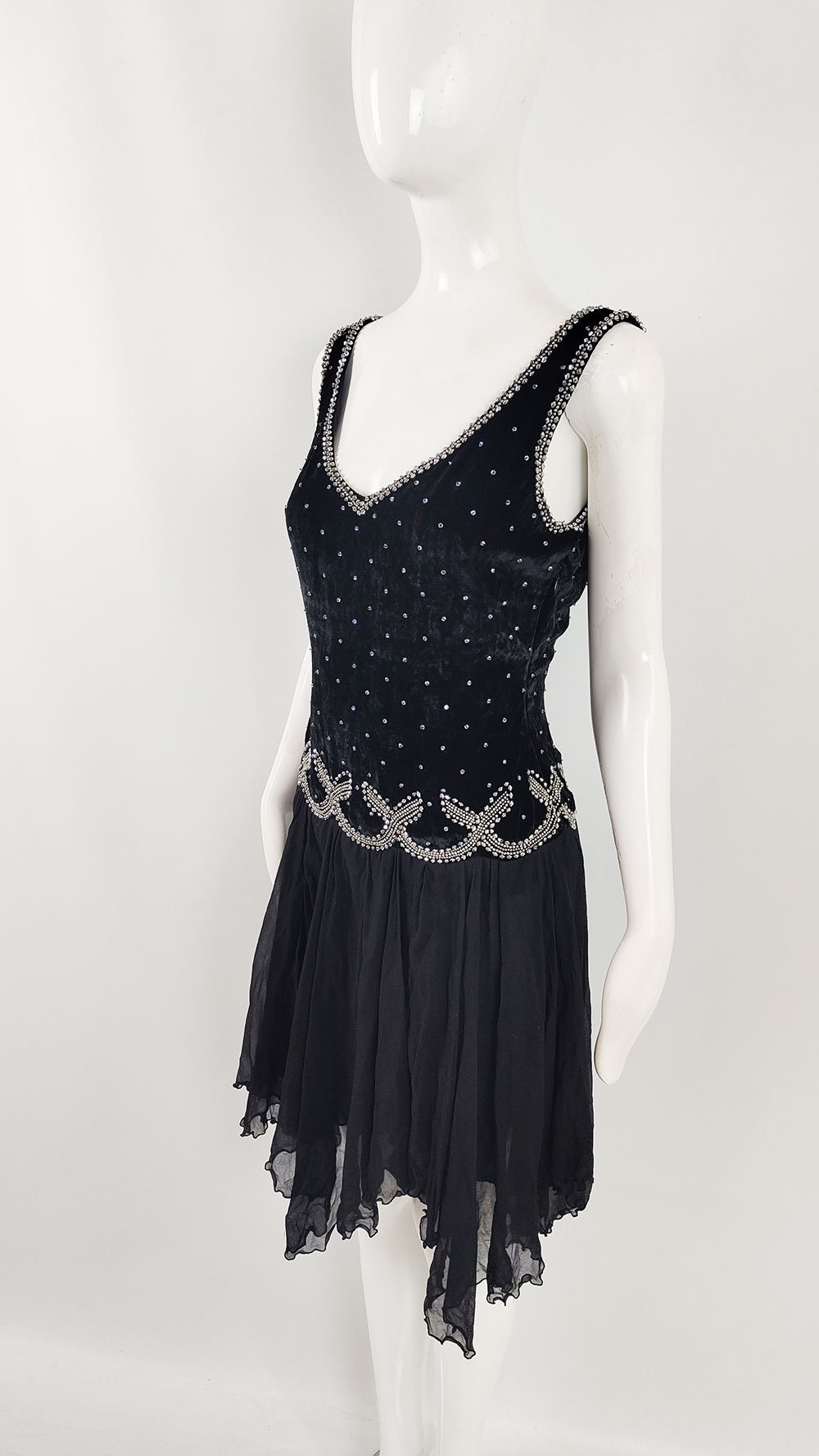 VIP【関税送料無料】希少 BLUMARINE BLACK DRESS Vintage BLUMARINE COUTURE Dress, Black Silk Velvet, Silk