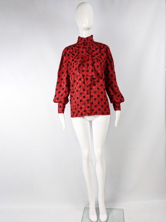 80s LOUIS FERAUD Vintage Polka Dot Blouse 1980s R… - image 2