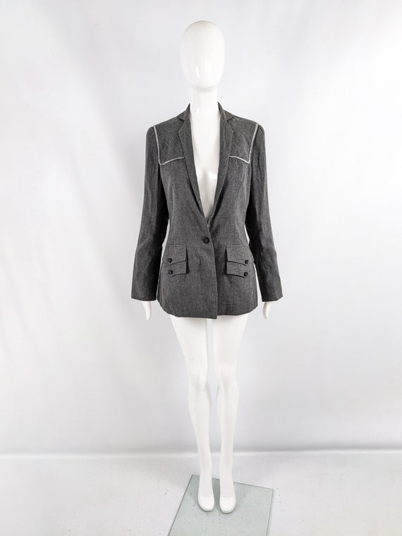 ZANG TOI Vintage Grey Blazer Jacket Women Velvet … - image 2