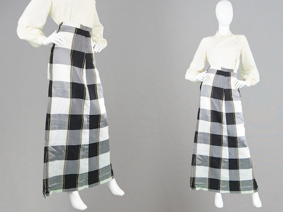 Black and white tartan maxi skirt sale