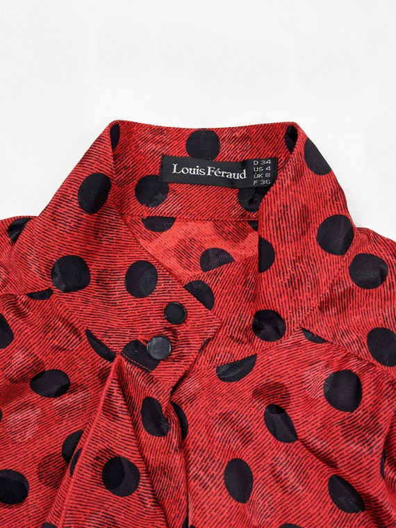 80s LOUIS FERAUD Vintage Polka Dot Blouse 1980s R… - image 6