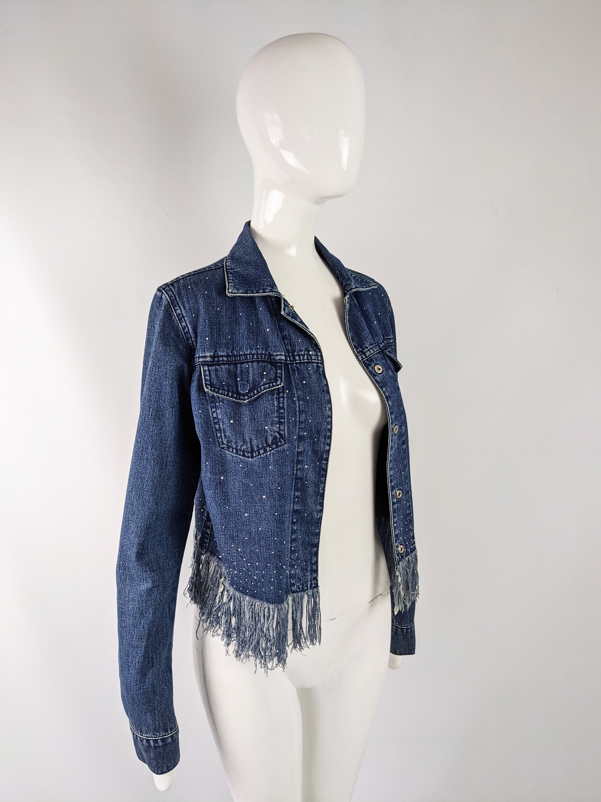 Vintage FENDI Jacket Fringed Denim Jacket Women Blue Jean - Etsy UK