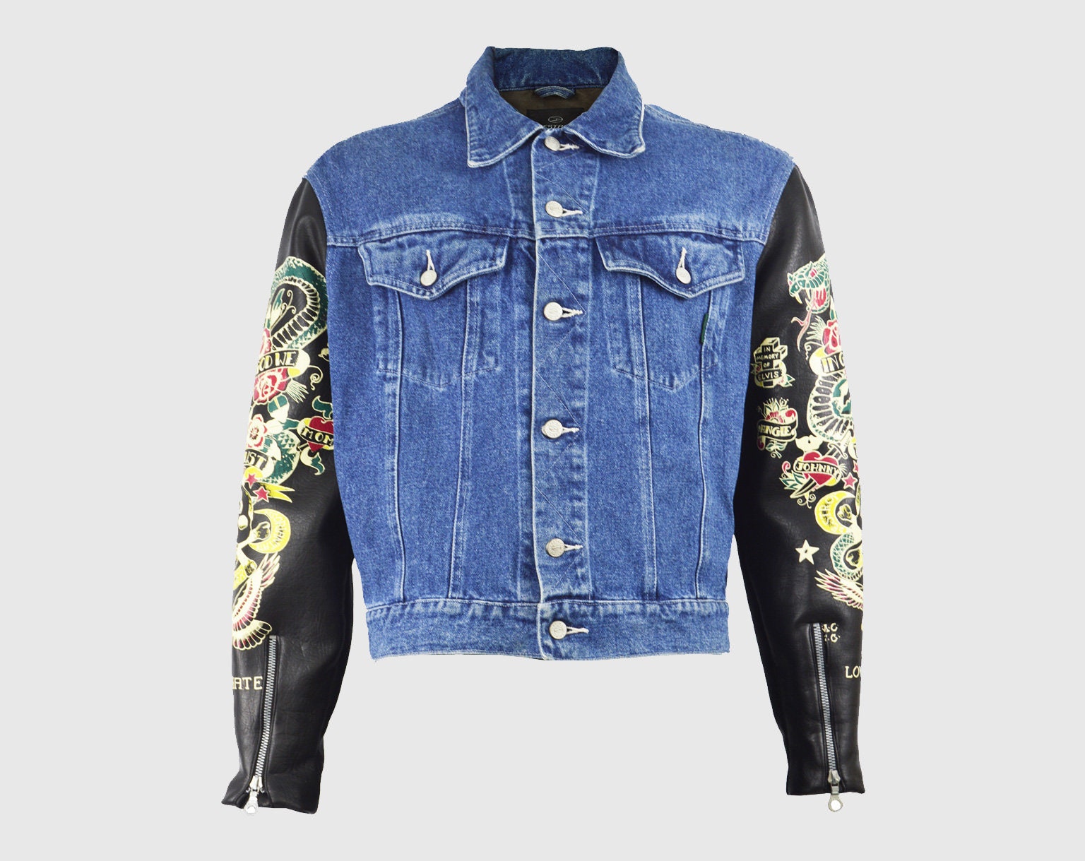JOHN RICHMOND DESTROY Jacket Faux Leather Denim Jacket Men - Etsy