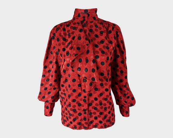 80s LOUIS FERAUD Vintage Polka Dot Blouse 1980s R… - image 1