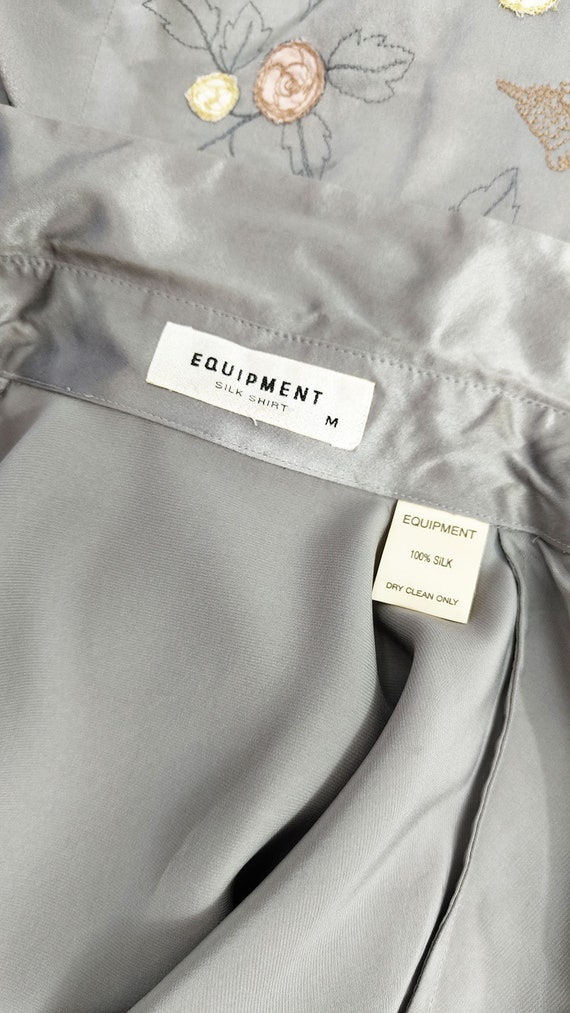 Vintage Equipment Paris Womens Grey Pure Silk Sat… - image 7