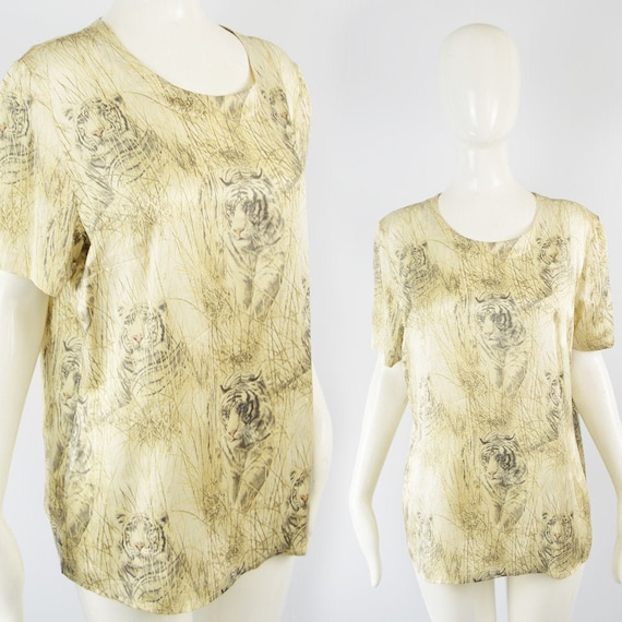 ESCADA Blouse Pure Silk Animal Print Blouse Boxy T