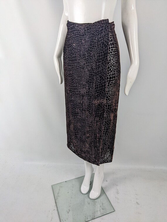 Vintage MARELLA by MAX MARA Brown Velvet Skirt, d… - image 6