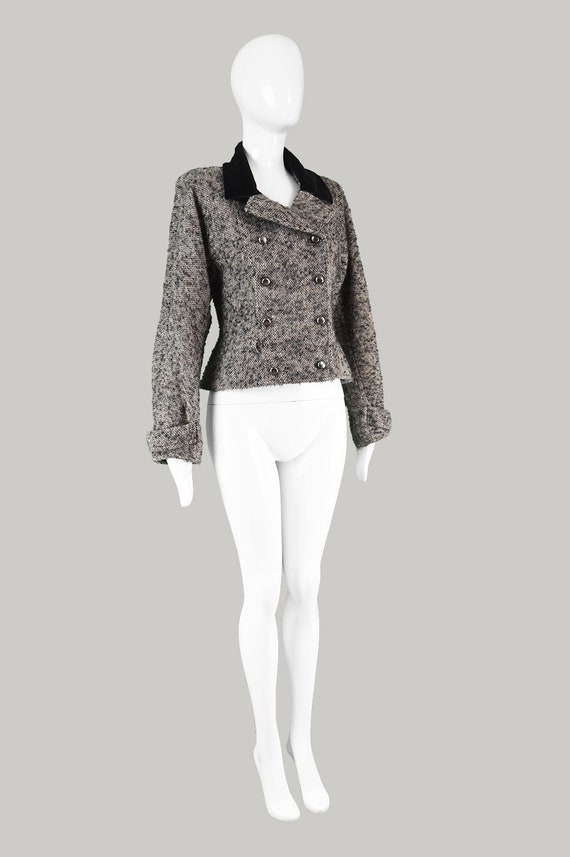 Vintage 80s CHLOE Jacket Boucle Tweed Jacket Blac… - image 3