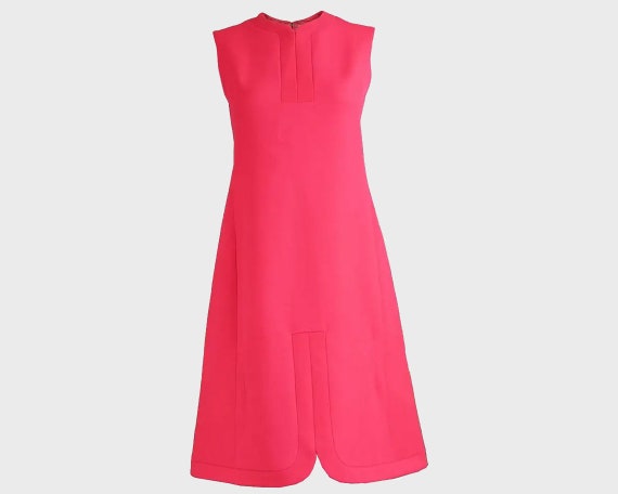 60s MAGGY ROUFF Haute Couture Dress Pink Wool Dres
