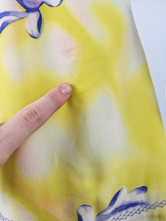 Vintage GIANNI VERSACE Dress, Yellow Floral Print Pure Silk