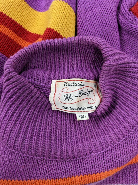 Vintage 80s Sweater Womens Jumper Purple Knit Top… - image 10