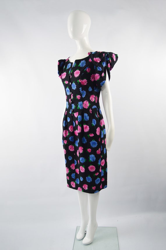 BELLVILLE SASSOON Black Cotton Dress Floral Print… - image 4