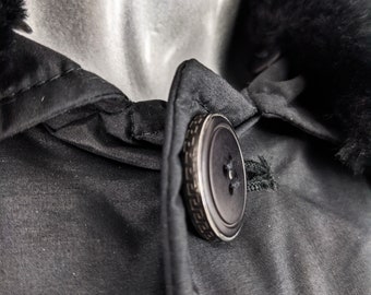 Vintage VERSACE Coat Versus Versace Jacket Black Faux Fur Collar