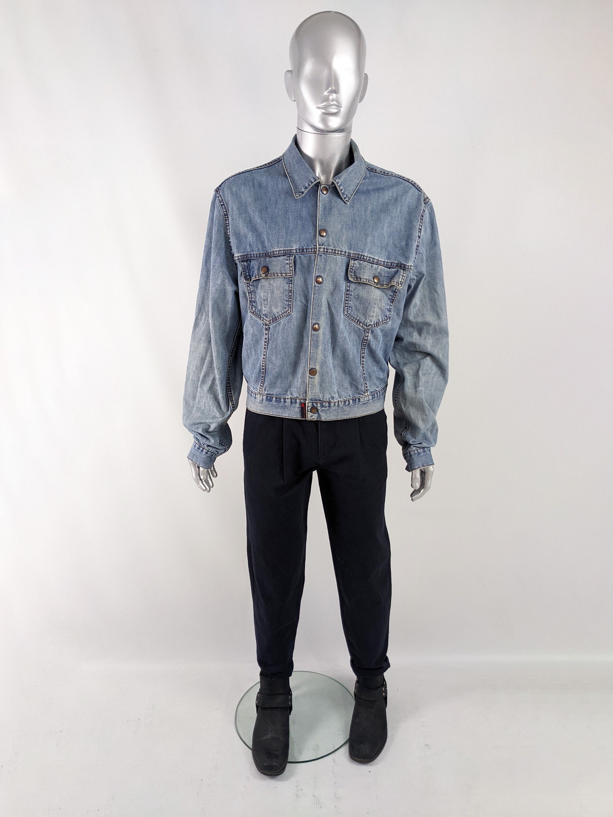 Vintage Dolce and Gabbana Denim Jacket, Stone Wash Trucker, 90s D