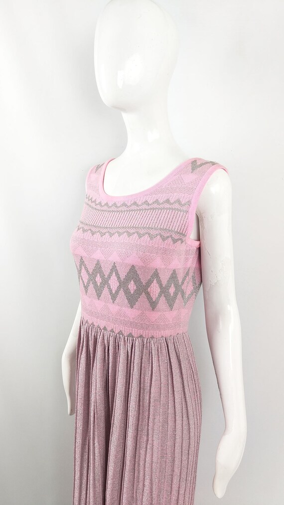 Vintage 70s LOUIS FERAUD Dress, Pink Knit Dress, … - image 3