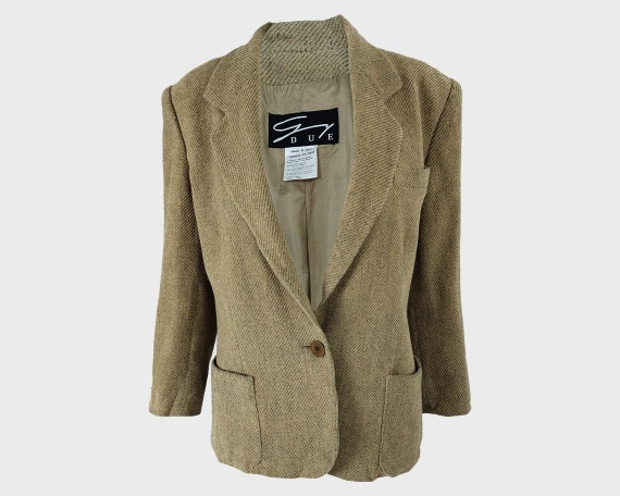 Vintage GENNY Jacket, 90s 80s Blazer Women, Cream Wool Jacket