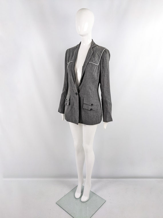 ZANG TOI Vintage Grey Blazer Jacket Women Velvet … - image 4