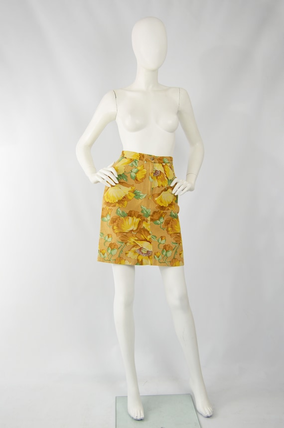 Vintage KENZO Skirt Floral Print Pencil Skirt Lin… - image 2