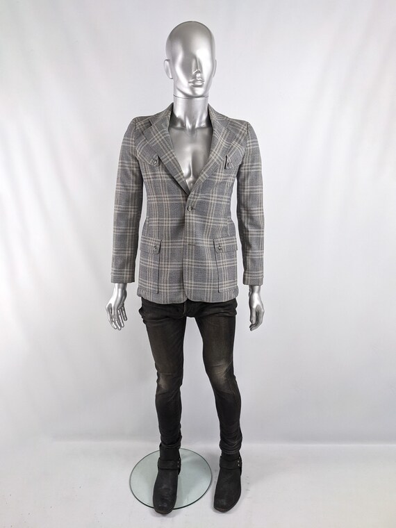 Vintage 70s Mod Jacket Men Grey Blazer Unisex Jacket Plaid Check Blazer Mens Chequered Jacket Tailored Jacket XS XXS Etsy Ireland